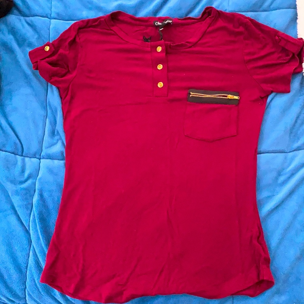 Burgundy v neck
